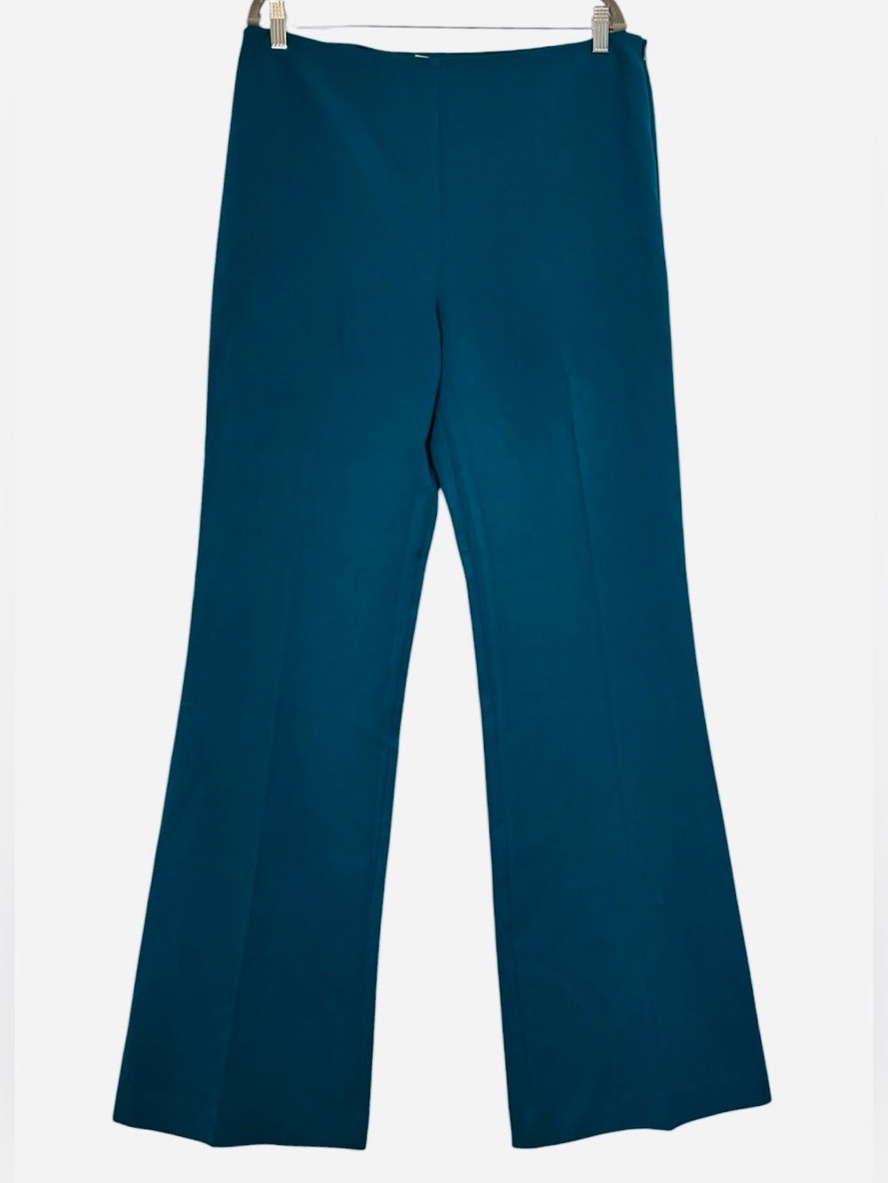 Trina Turk Chimayo 2 Pants Teal Kick Flare High-Waist Size 12 Tailored Polished